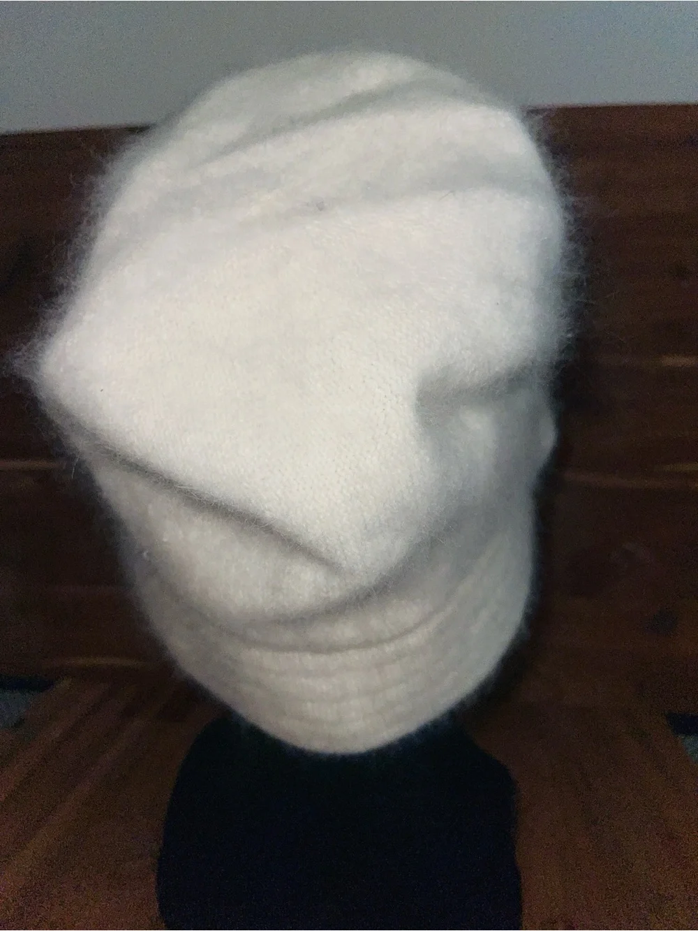 White Angora Rabbit Wool Olefin Hair Blend Woman Bucket Hat